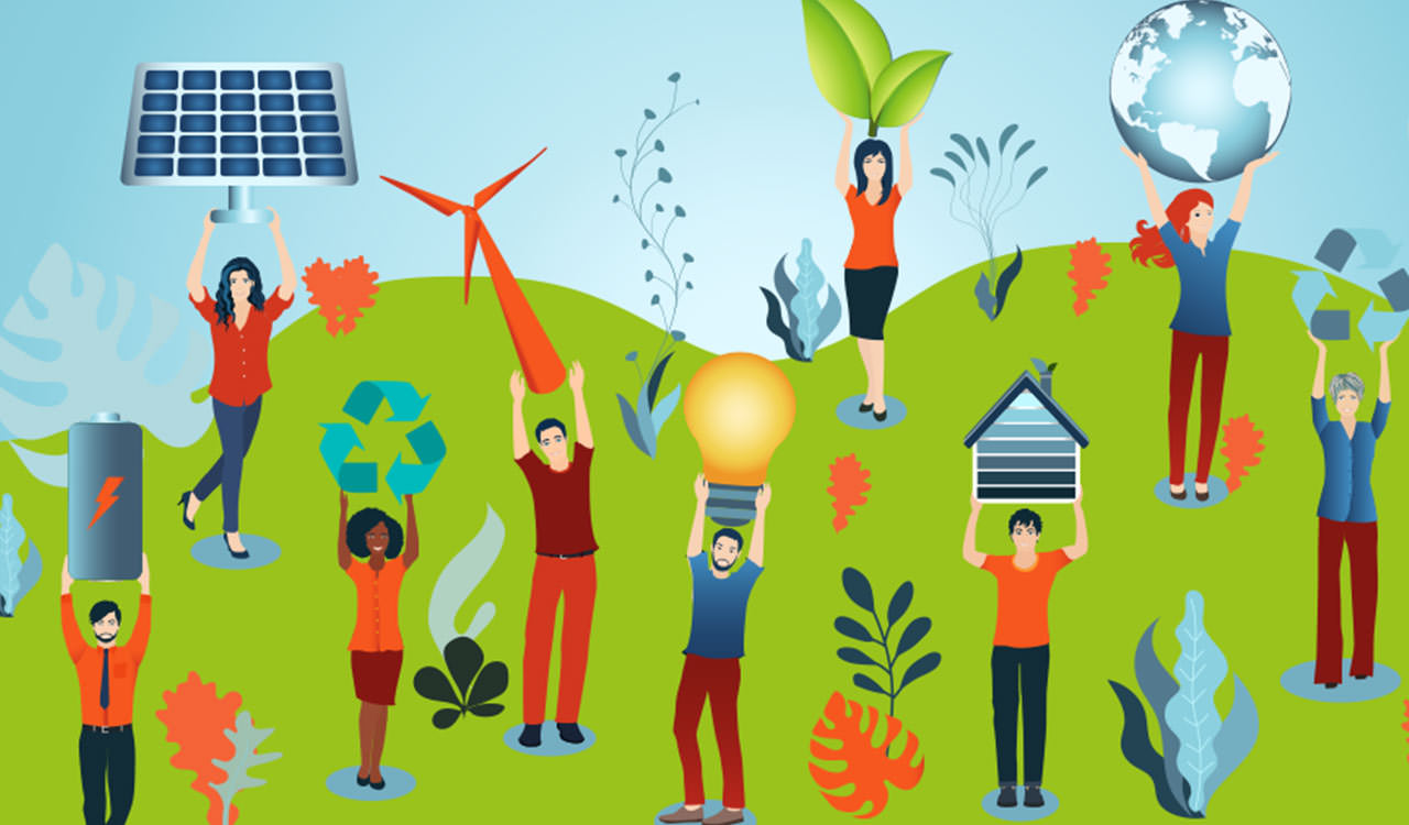 A community event promoting renewable energy and sustainability practices
